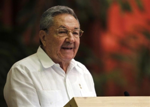 Cuba's President Raul Castro addresses the audience during the closing ceremony of Cuban communist congress in Havana