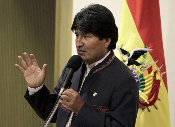 Bolivia's President Evo Morales speaks during a news conference in La Paz