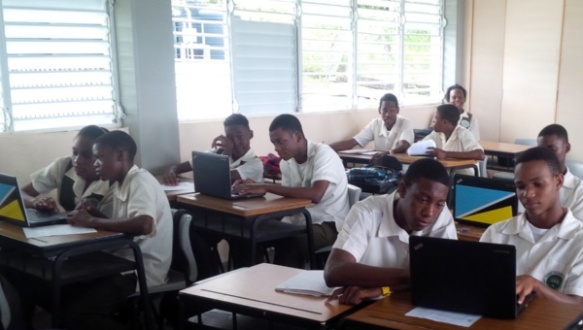 students with laptops saint lucia